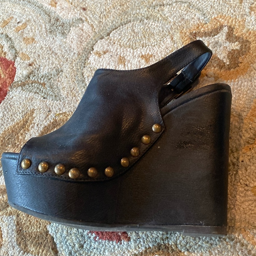 Platform studded sling back booties
